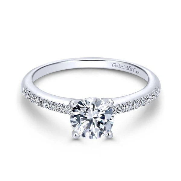 14K White Gold Round Diamond Engagement Ring