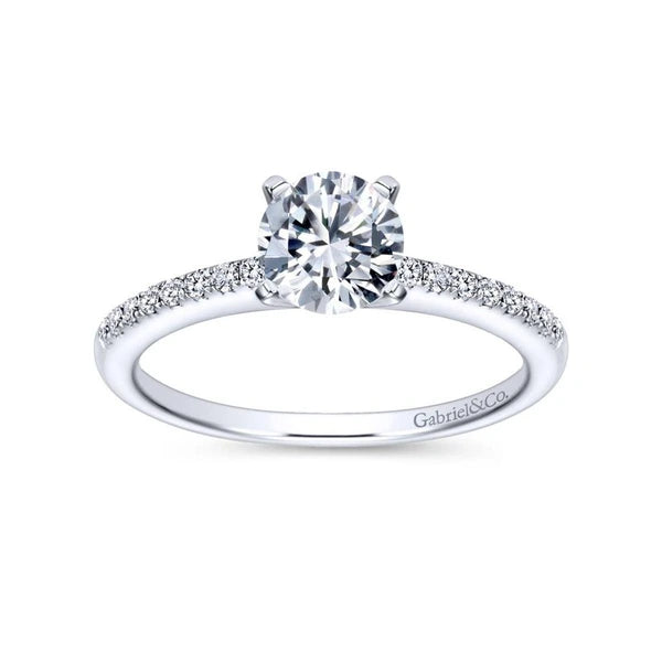 14K White Gold Round Diamond Engagement Ring