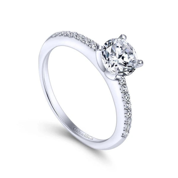 14K White Gold Round Diamond Engagement Ring