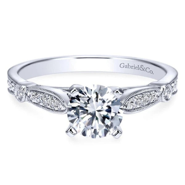 14K White Gold Round Diamond Engagement Ring