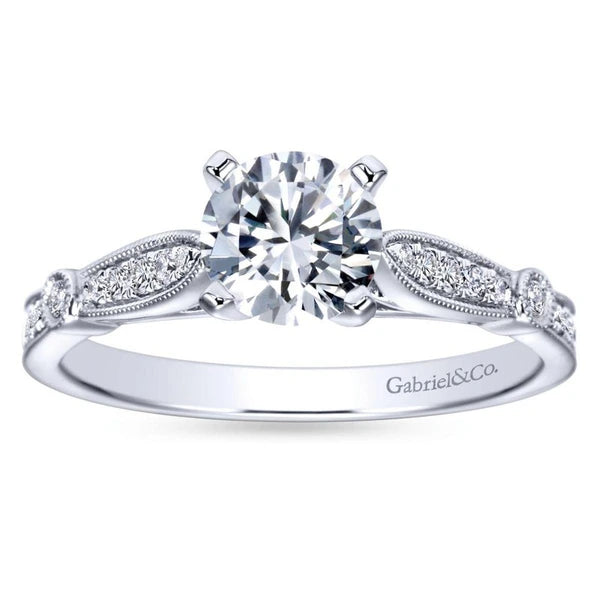 14K White Gold Round Diamond Engagement Ring