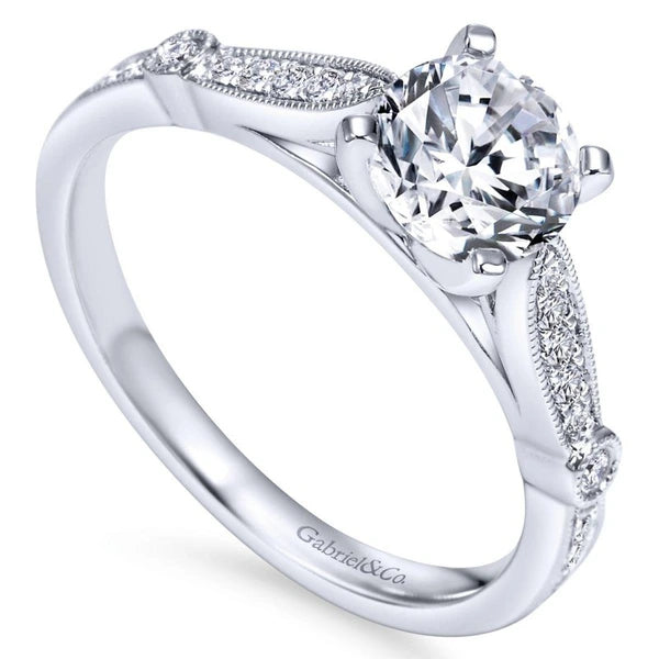 14K White Gold Round Diamond Engagement Ring