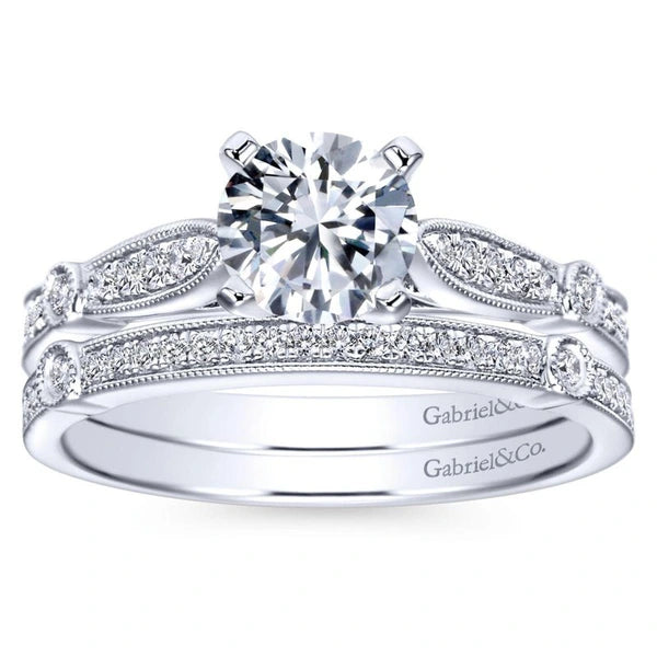 14K White Gold Round Diamond Engagement Ring
