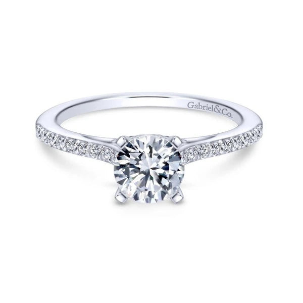14K White Gold Round Diamond Engagement Ring