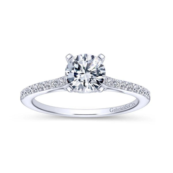 14K White Gold Round Diamond Engagement Ring