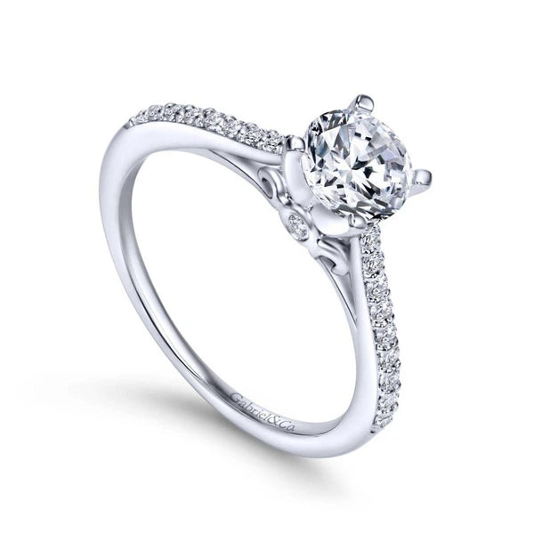 14K White Gold Round Diamond Engagement Ring