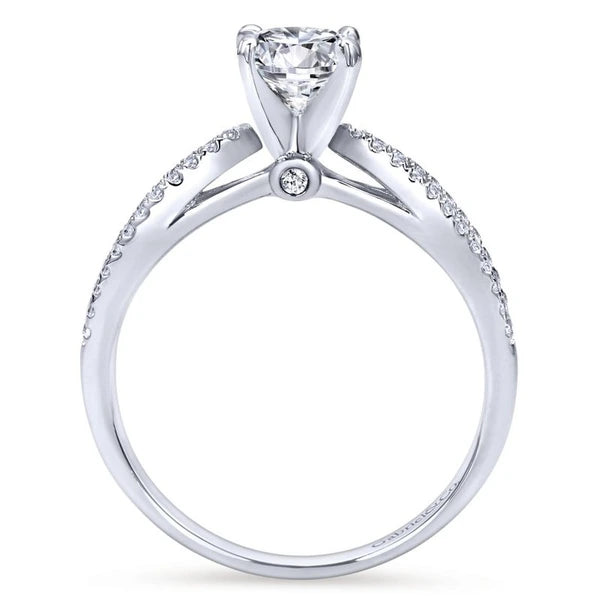 14K White Gold Round Split Shank Diamond Engagement Ring
