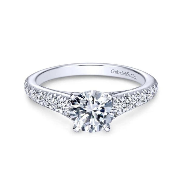 14K White Gold Round Diamond Engagement Ring