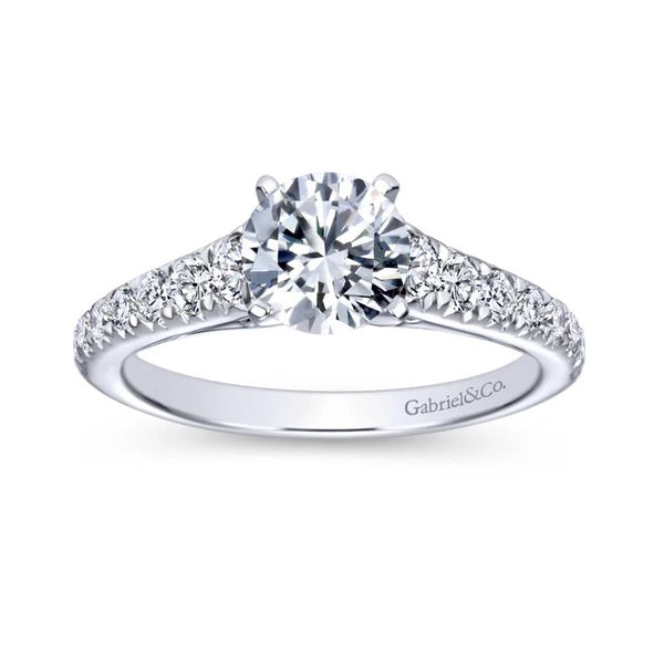 14K White Gold Round Diamond Engagement Ring