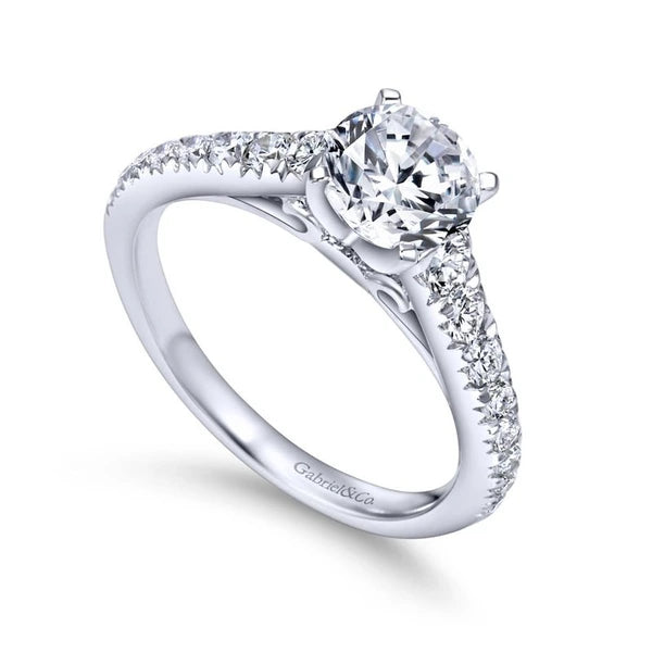 14K White Gold Round Diamond Engagement Ring