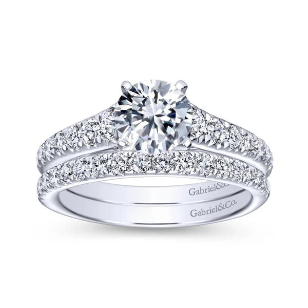 14K White Gold Round Diamond Engagement Ring