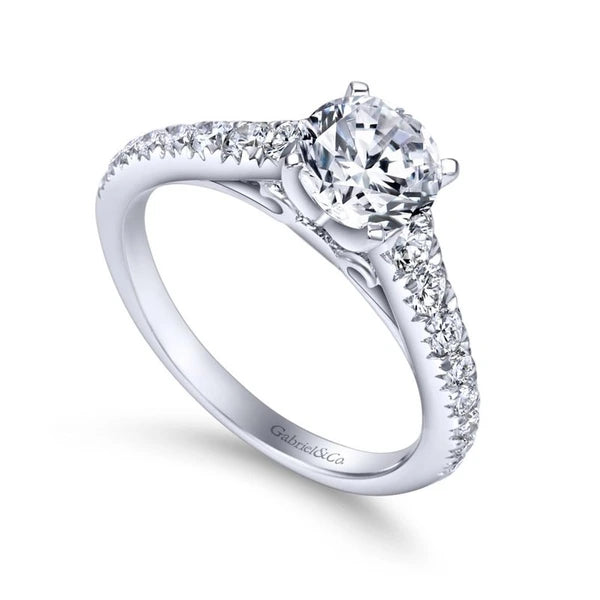 14K White Gold Round Diamond Engagement Ring