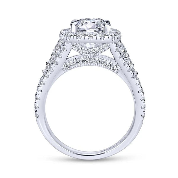 14K White Gold Round Halo Diamond Engagement Ring