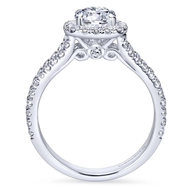 14K White Gold Round Halo Diamond Engagement Ring