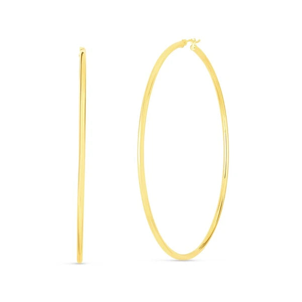 14K Gold 2x70mm Polished Hoop Earring
