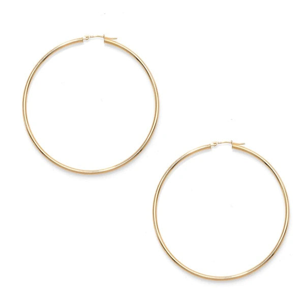 14K Gold 2x60mm Polished Hoop Earring