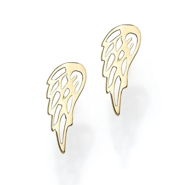 14K Gold Angel Wing Stud Earring