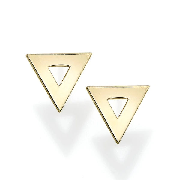 14K Gold Polished Open Triangle Stud Earring