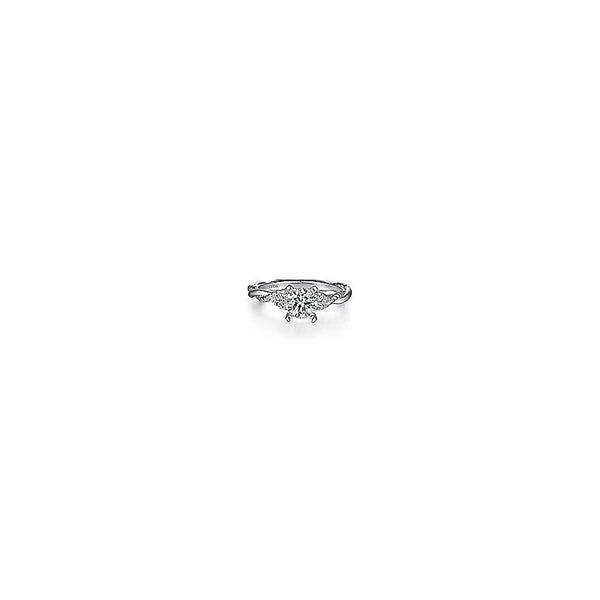 14K White Gold Round Twisted Diamond Engagement Ring