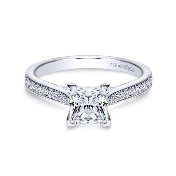 14K White Gold Princess Cut Diamond Engagement Ring