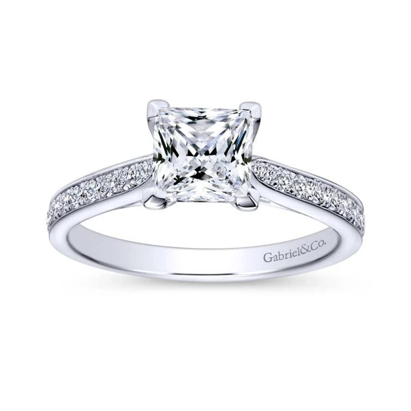 14K White Gold Princess Cut Diamond Engagement Ring