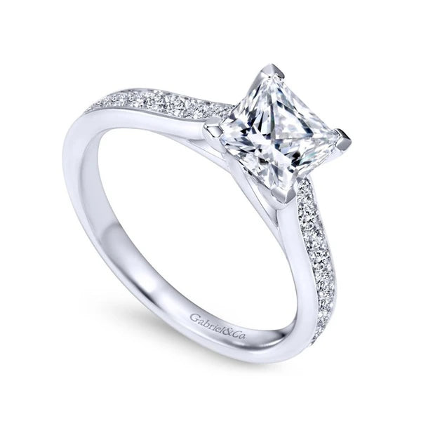 14K White Gold Princess Cut Diamond Engagement Ring
