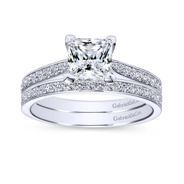 14K White Gold Princess Cut Diamond Engagement Ring