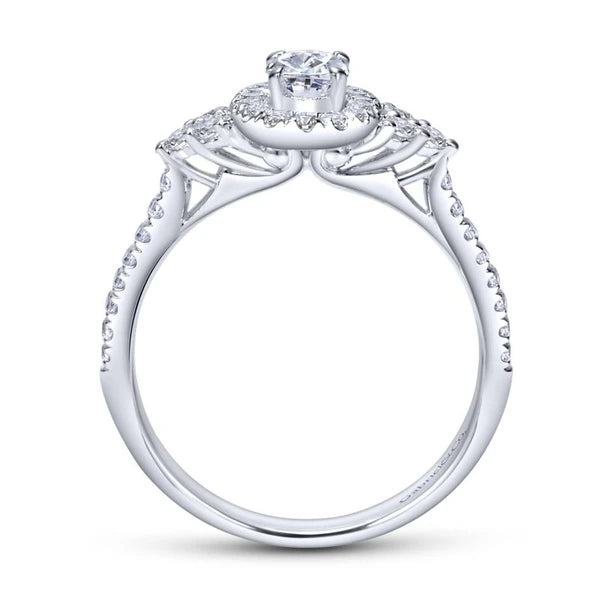 14K White Gold Oval Halo Diamond Engagement Ring