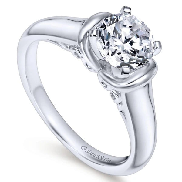 14K White Gold Round Diamond Engagement Ring