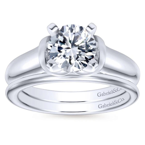 14K White Gold Round Diamond Engagement Ring