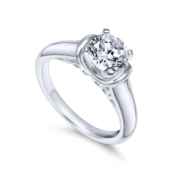 14K White Gold Round Diamond Engagement Ring