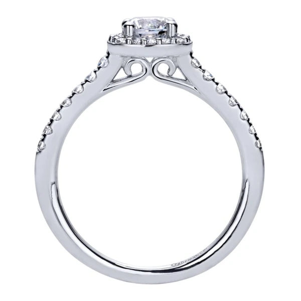 14K White Gold Round Halo Diamond Engagement Ring