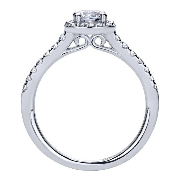 14K White Gold Round Halo Diamond Engagement Ring
