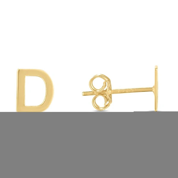 14K Gold Initial D Stud Earring