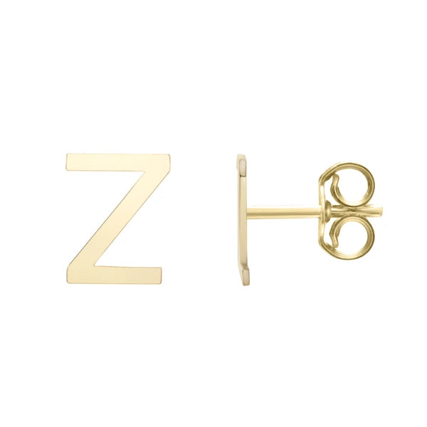 14K Gold Initial Z Stud Earring