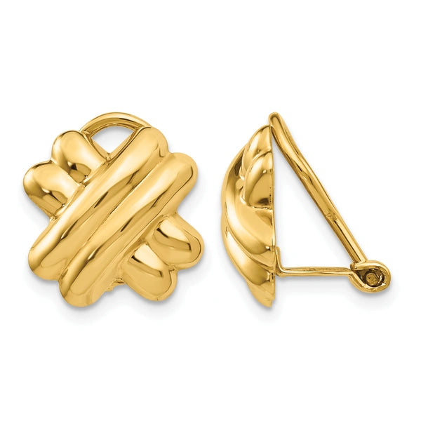 Gold X Non-pierced Clip Earrings