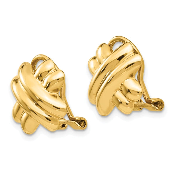 Gold X Non-pierced Clip Earrings