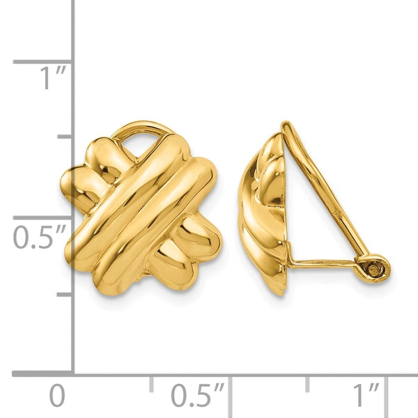 Gold X Non-pierced Clip Earrings