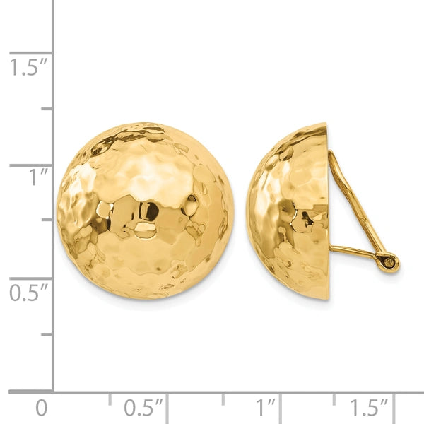 Gold Hammered Button Non-pierced Clip Earrings