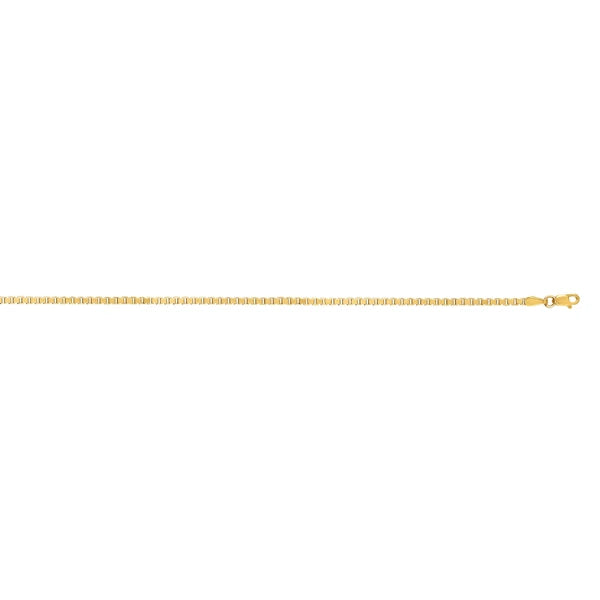14K Gold 2.1mm Semi-Solid Box Chain