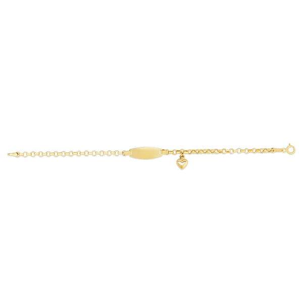 14K Gold Children's Dangling Heart ID Bracelet