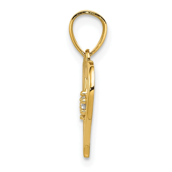 Gold Cut-out Heart with CZ Pendant