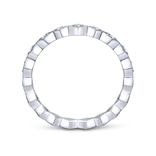 14K White Gold Geometric Diamond Stackable Ring