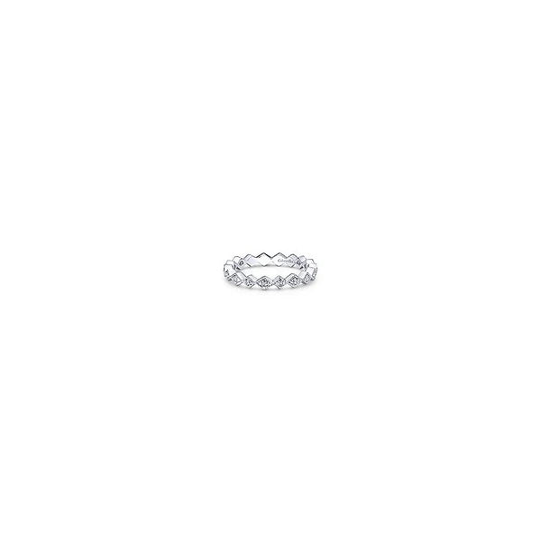 14K White Gold Geometric Diamond Stackable Ring