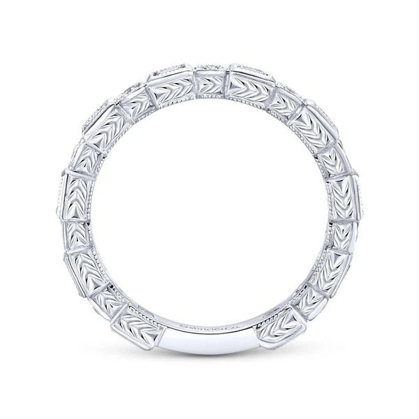 14K White Gold Baguette and Round Diamond Eternity Ring
