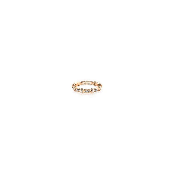 14K Rose Gold Contoured Stackable Diamond Ladies Ring
