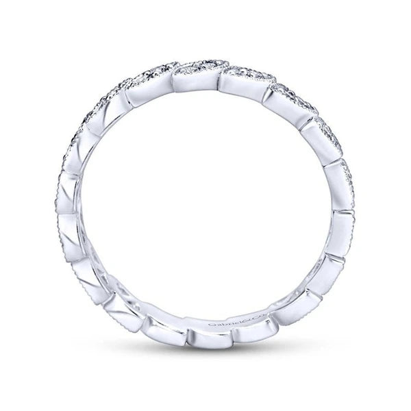 14K White Gold Scalloped Marquise Stackable Diamond Ring