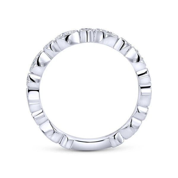 14K White Gold Pear and Round Station Stackable Diamond Ring
