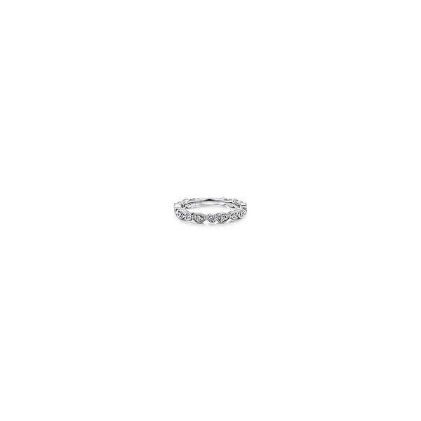 14K White Gold Pear and Round Station Stackable Diamond Ring