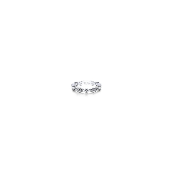 14K White Gold Angular Shape Station Stackable Diamond Ring